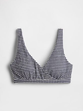 Bikini z skrzyżowanymi rękawami w kratkę seersucker