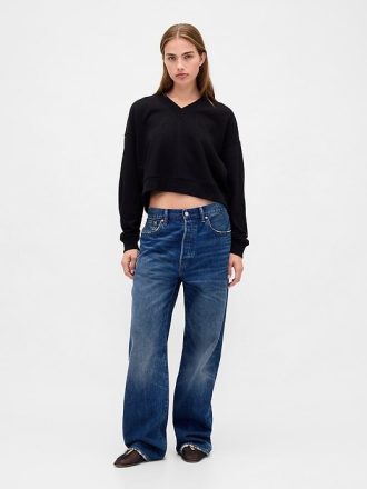 Bluza z dekoltem w serek z materiału French Terry