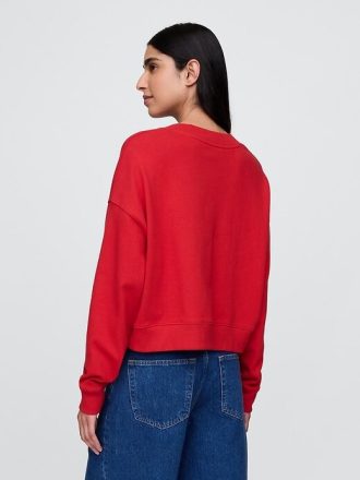 Bluza z dekoltem w serek z materiału French Terry