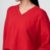 Bluza z dekoltem w serek z materiału French Terry