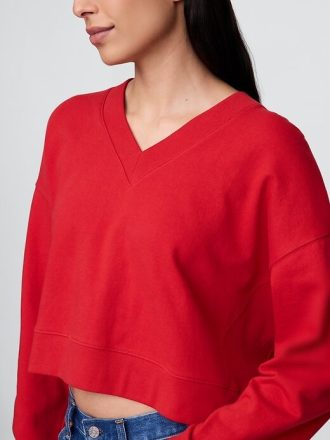 Bluza z dekoltem w serek z materiału French Terry