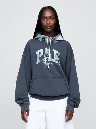 Bluza z kapturem Gap × Malbon dla dorosłych z grubej tkaniny frotte z logo