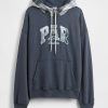 Bluza z kapturem Gap × Malbon dla dorosłych z grubej tkaniny frotte z logo