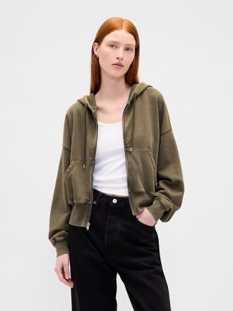 Bluza z kapturem VintageSoft z zamkiem błyskawicznym i klinem