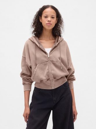 Bluza z kapturem VintageSoft z zamkiem błyskawicznym i klinem