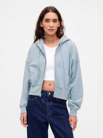 Bluza z kapturem VintageSoft z zamkiem błyskawicznym i klinem