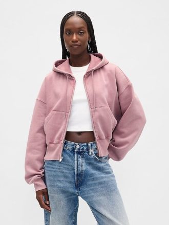 Bluza z kapturem VintageSoft z zamkiem błyskawicznym i klinem