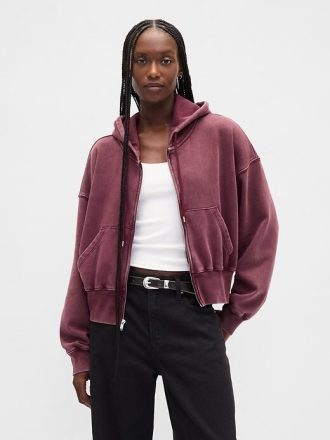 Bluza z kapturem VintageSoft z zamkiem błyskawicznym i klinem