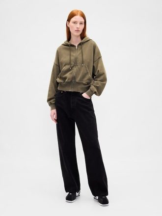 Bluza z kapturem VintageSoft z zamkiem błyskawicznym i klinem