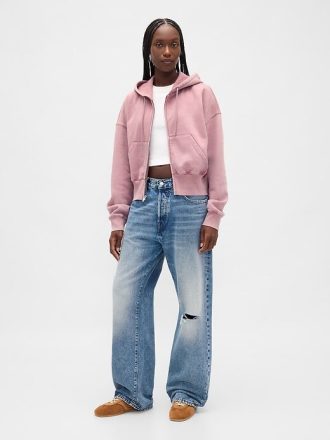 Bluza z kapturem VintageSoft z zamkiem błyskawicznym i klinem