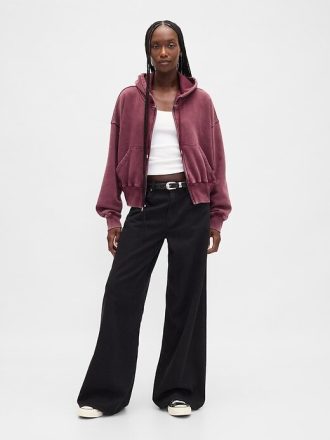 Bluza z kapturem VintageSoft z zamkiem błyskawicznym i klinem