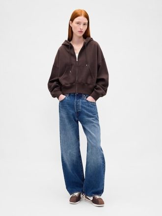 Bluza z kapturem VintageSoft z zamkiem błyskawicznym i klinem