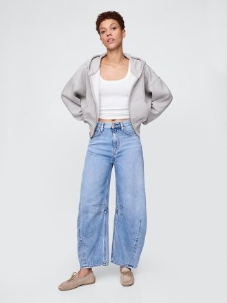 Bluza z kapturem VintageSoft z zamkiem błyskawicznym i klinem