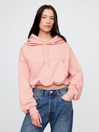 Bluza z kapturem z grubej tkaniny frotté Crop Bubble