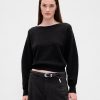 CashSoft Stretch Lantern-Sleeve Crop Sweter