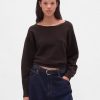 CashSoft Stretch Lantern-Sleeve Crop Sweter