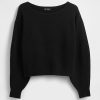 CashSoft Stretch Lantern-Sleeve Crop Sweter