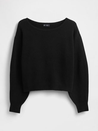 CashSoft Stretch Lantern-Sleeve Crop Sweter