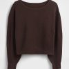 CashSoft Stretch Lantern-Sleeve Crop Sweter