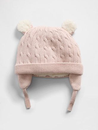Czapka beanie Baby Bear z podszewką Sherpa Cable Knit