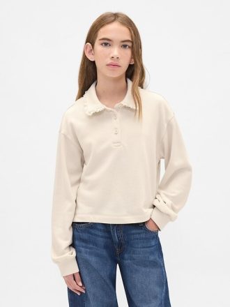 Dziecięca bluza polo z koronką z materiału frotté