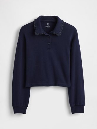 Dziecięca bluza polo z koronką z materiału frotté