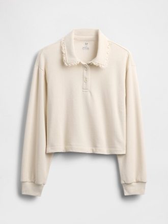 Dziecięca bluza polo z koronką z materiału frotté