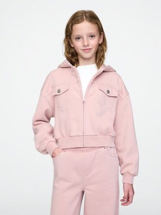 Dziecięca bluza z kapturem VintageSoft Crop zapinana na zamek