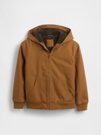 Dziecięca bluza z kapturem z płótna jeansowego z podszewką Sherpa