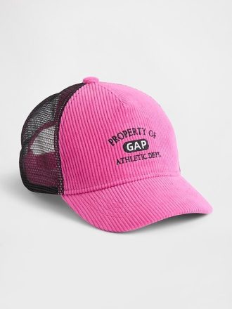 Dziecięca czapka typu trucker z logo i sztruksu
