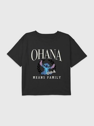 Dziecięca koszulka Lilo i Stich Ohana Means Family Graphic Boxy Crop Tee
