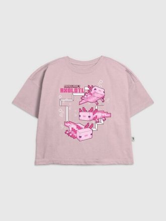 Dziecięca koszulka z grafiką Minecraft Axolotl