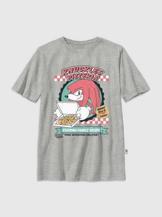 Dziecięca koszulka z grafiką Sonic The Hedgehog Knuckles Pizza