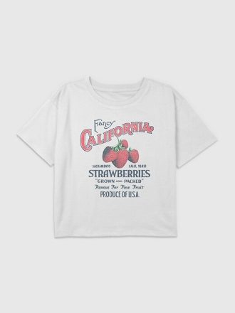 Dziecięca koszulka z nadrukiem California Strawberries w kształcie kwadratu