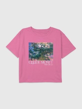 Dziecięca koszulka z nadrukiem Monet Garden Painting Graphic Boxy Crop