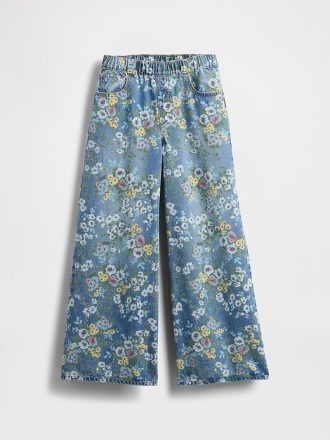 Dziecięce jeansy typu „easy baggy” w kwiaty