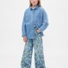 Dziecięce jeansy typu „easy baggy” w kwiaty