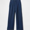 Dziecięce spodnie typu baggy z denimu z marszczeniami i gazy