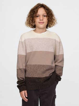 Dziecięcy sweter w paski CashSoft z okrągłym dekoltem
