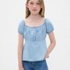 Dziecięcy top typu babydoll z jeansu