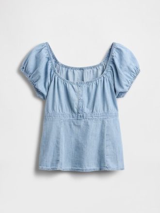 Dziecięcy top typu babydoll z jeansu