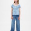 Dziecięcy top typu babydoll z jeansu