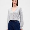 Fuzzy Pointelle Scalloped Crop Cardigan Fuzzy Pointelle Scalloped Crop Cardigan