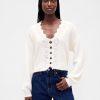 Fuzzy Pointelle Scalloped Crop Cardigan Fuzzy Pointelle Scalloped Crop Cardigan