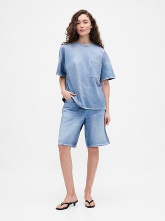 Gap × BÉIS Dzianinowy, dżinsowy T-shirt z kieszeniami dla dorosłych