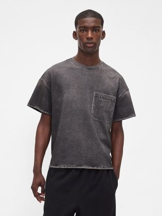 Gap × BÉIS Dzianinowy, dżinsowy T-shirt z kieszeniami dla dorosłych