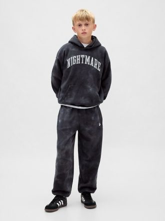 Gap × Disney Tim Burton „Miasteczko Halloween” Dziecięce spodnie dresowe VintageSoft Skull Baggy Joggers