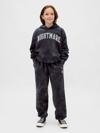Gap × Disney Tim Burton „Miasteczko Halloween” Dziecięce spodnie dresowe VintageSoft Skull Baggy Joggers