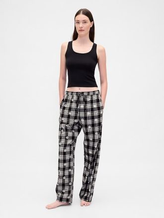 Gap × Disney Tim Burton „Miasteczko Halloween” Flanelowe spodnie piżamowe dla dorosłych z czaszką