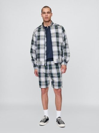 Gap × Malbon 9,5-calowe plisowane luźne szorty